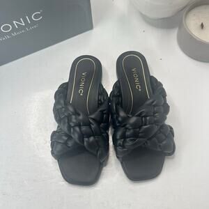 Vionic Kalina Braided Cross Strap Sandal Black I0922S1001 Women 6M NWB